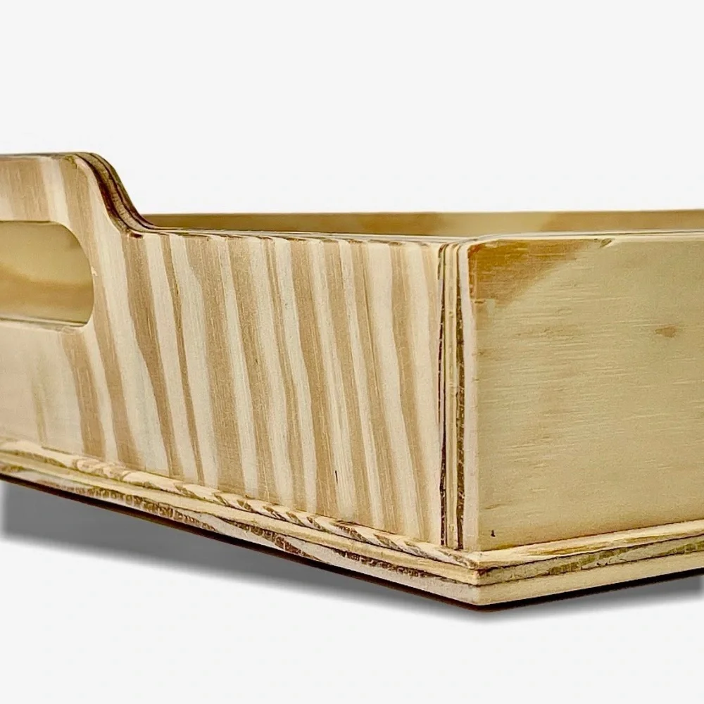 DIY Handmade Tray Pinewood Unfinished Handles Rectangular Rustic - Picture 7 of 14